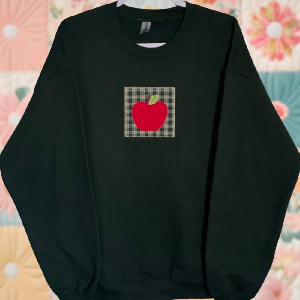 Apple Patchwork Embroidered Large Forest Green Cr… - image 1